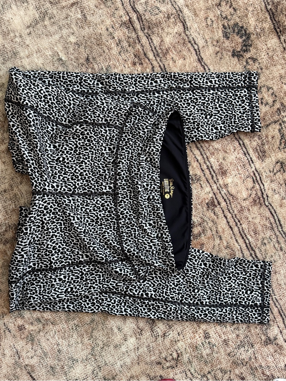 women’s Black & White Leopard Print Leggings